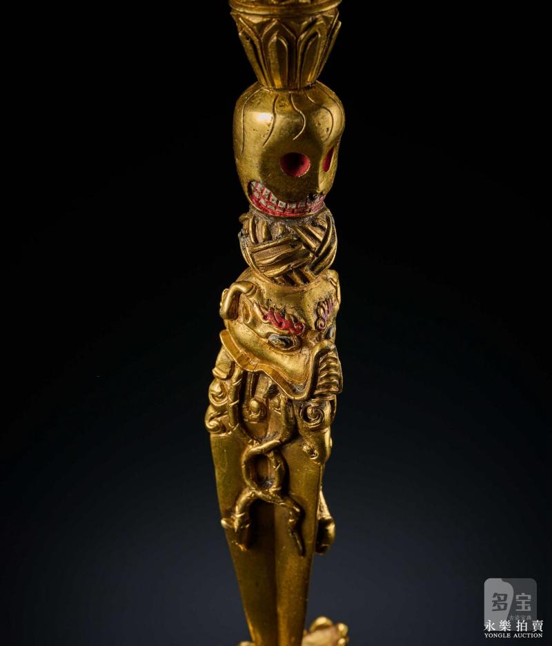 18世纪 （西藏）铜鎏金马头明王金刚橛 - 图9